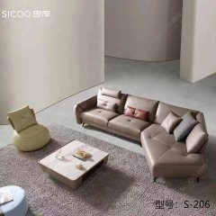 思库-S-206意式简约纳米免洗科技布进口羽绒现代异形转角设计沙发