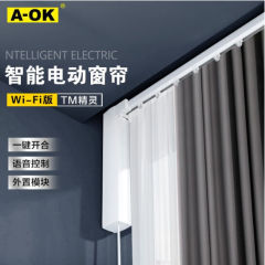 A-OK奥科电动窗帘智能开合帘电机D01/TM精灵语音控制wifi直连 单机+3米轨道