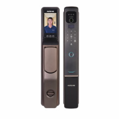 科裕智能门锁X12-FV  3D远程可视对讲指纹密码感应卡全自动智能皇室棕 指纹版3.5寸被动猫眼